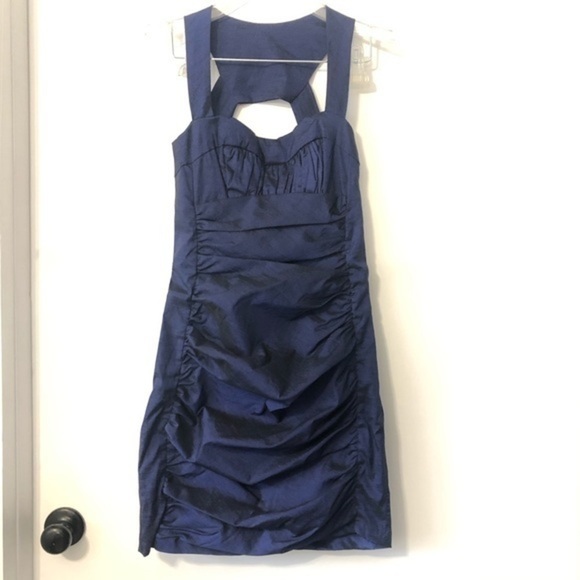 Jessica McClintock Blue Purple Open Back Dress 4 - Picture 2 of 12